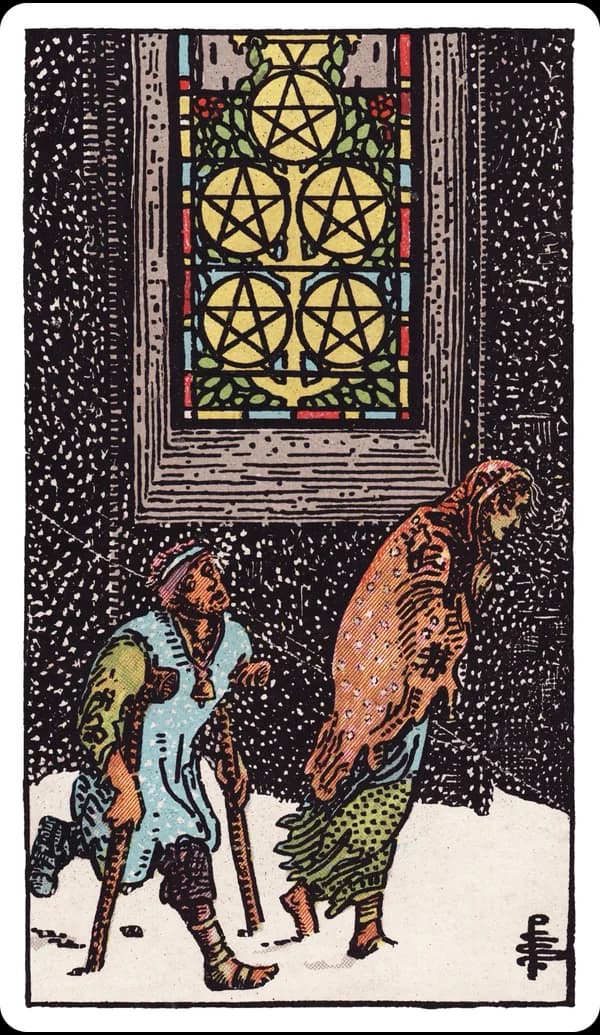 ไพ่ ห้าแห่งเหรียญ (Five of Pentacles)