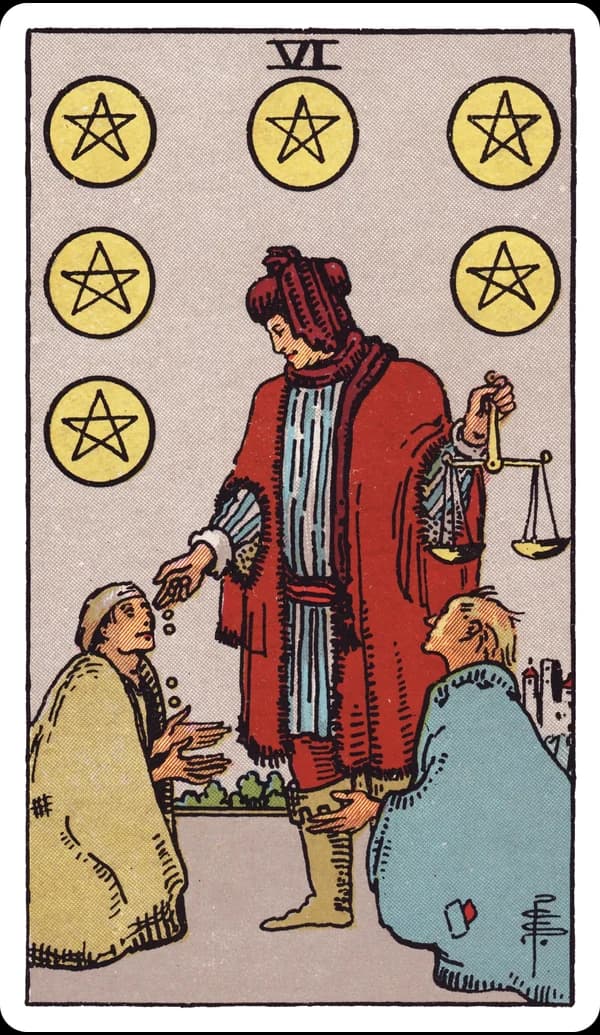 ไพ่ หกแห่งเหรียญ (Six of Pentacles)