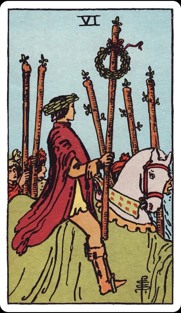 ไพ่ หกแห่งไม้เท้า (Six of Wands)