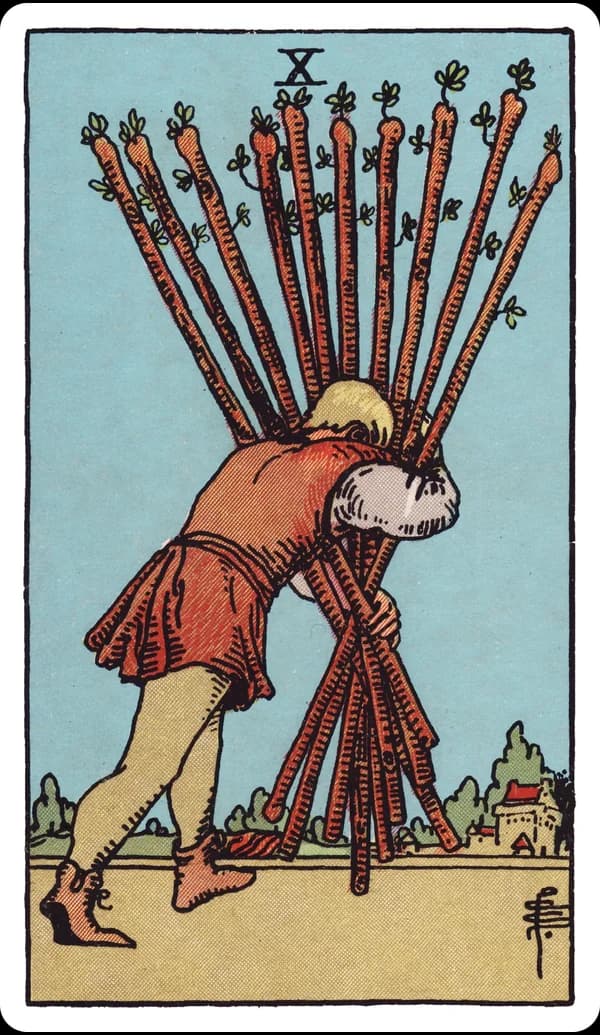 ไพ่ สิบแห่งไม้เท้า (Ten of Wands)